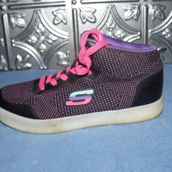 Skechers Girls Size 5.5 Energy Lights Light Up Multicolored High Top - Picture 5 of 8